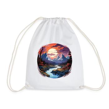 Landscape - Illustration - Drawstring Bag - white - Front