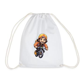 Fahrradfahrer Design - Kawaii Style - Turnbeutel - Weiß - Vorne