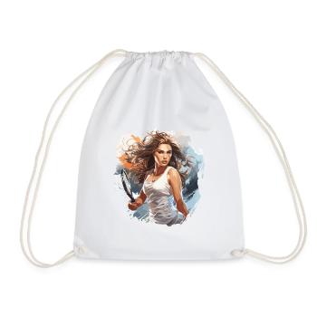 Tennis player - illustration - Drawstring Bag - white - Front
