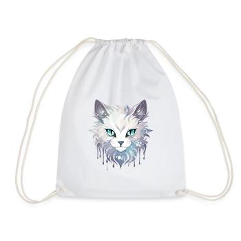 Cat - illustration - Drawstring Bag - white - Front