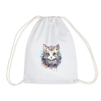 Katze - Illustration - Turnbeutel - Weiß - Vorne