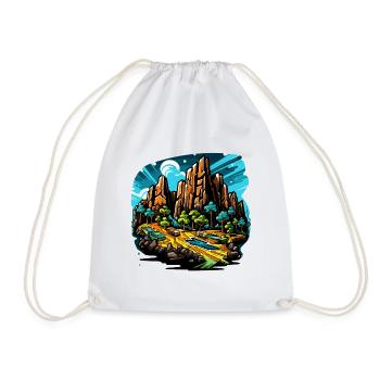 Landscape - Illustration - Drawstring Bag - white - Front