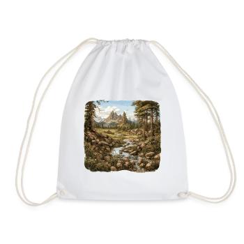 Landschaft - Illustration - Turnbeutel - Weiß - Vorne