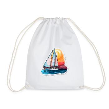 Sailboat - illustration - Drawstring Bag - white - Front