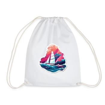 Sailboat - illustration - Drawstring Bag - white - Front