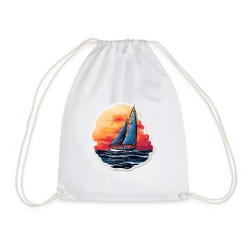 Sailboat - illustration - Drawstring Bag - white - Front