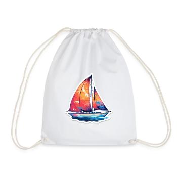 Sailboat - illustration - Drawstring Bag - white - Front