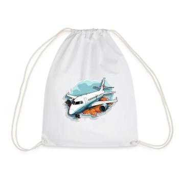 Airplane - illustration - Drawstring Bag - white - Front