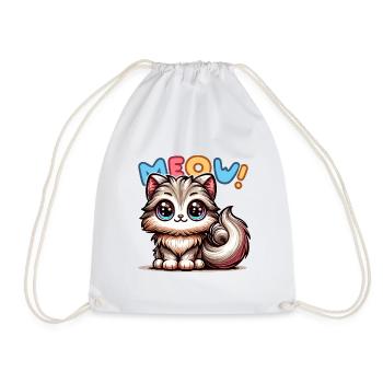 Meow - Katze Illustration - Turnbeutel - Weiß - Vorne