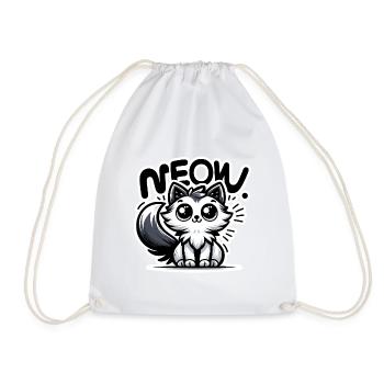 Meow - Katze Illustration - Turnbeutel - Weiß - Vorne