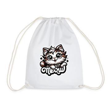 Meow - Katze Illustration - Turnbeutel - Weiß - Vorne