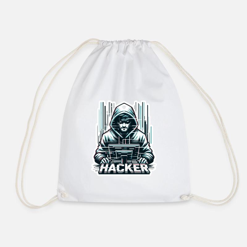 Hacker - Illustration - Turnbeutel - Weiß