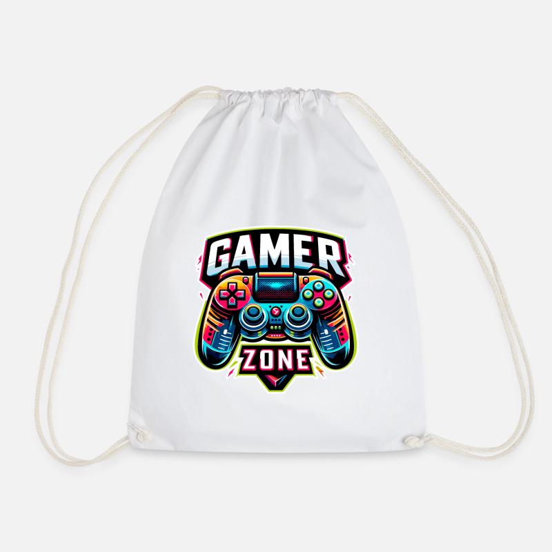 Gamer Zone - Controller Illustration - Drawstring Bag - white