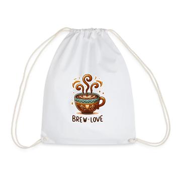 Brew Love - Kaffeetasse Illustration - Turnbeutel - Weiß - Vorne