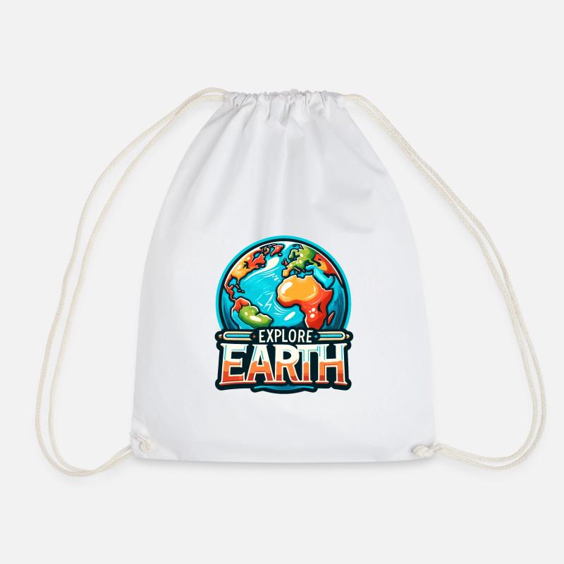 Explore Earth - Erde Illustration - Turnbeutel - Weiß