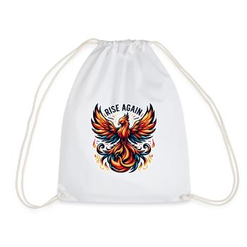 Rise Again - Phoenix Illustration - Drawstring Bag - white - Front