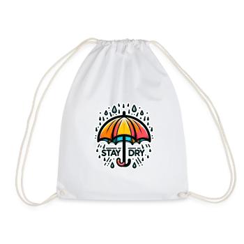 Stay Dry - Umbrella Illustration - Drawstring Bag - white - Front