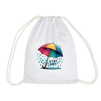 Stay Dry - Umbrella Illustration - Drawstring Bag - white - Front