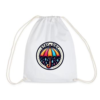 Stay Dry - Umbrella Illustration - Drawstring Bag - white - Front