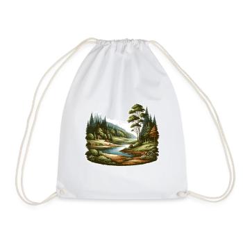 Landscape - Illustration - Drawstring Bag - white - Front