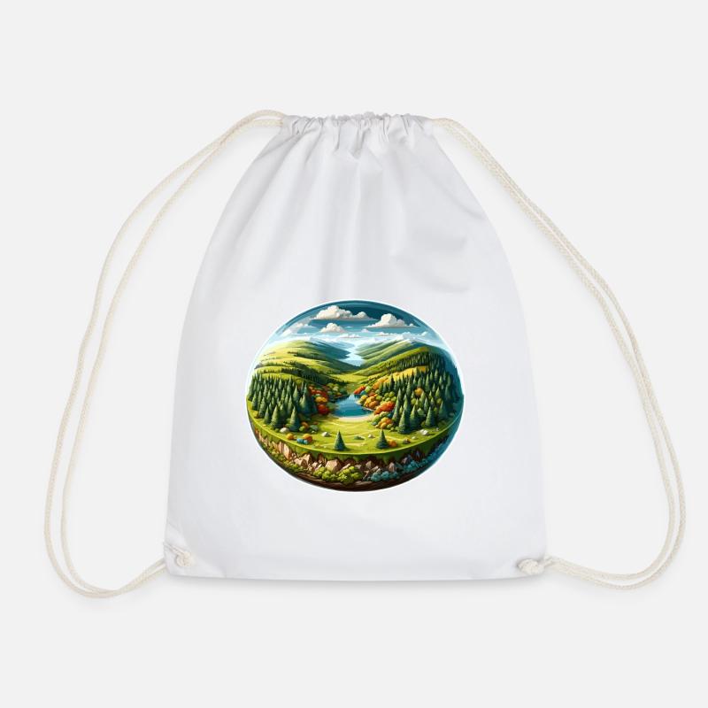 Landschaft - Illustration - Turnbeutel - Weiß