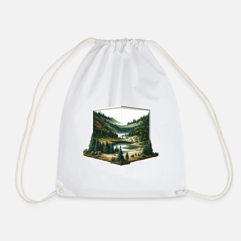 Landschaft - Illustration - Turnbeutel - Weiß