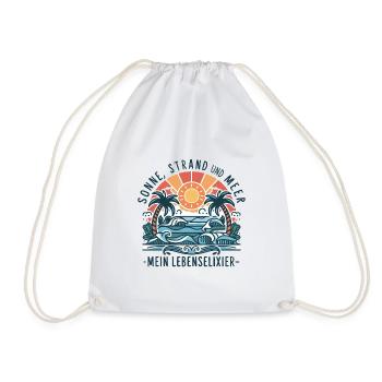 Sun, beach and sea - my elixir of life - Drawstring Bag - white - Front