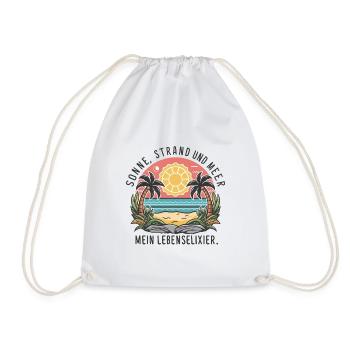 Sun, beach and sea - my elixir of life - Drawstring Bag - white - Front