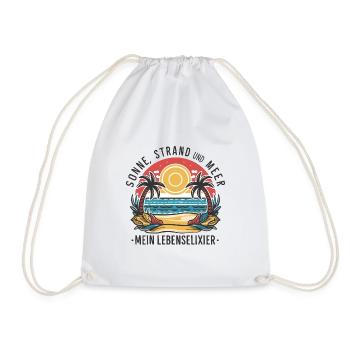 Sun, beach and sea - my elixir of life - Drawstring Bag - white - Front