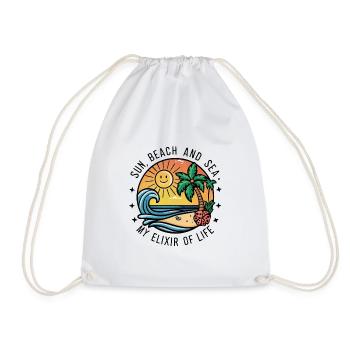 Sun, beach and sea - my elixir of life - Drawstring Bag - white - Front