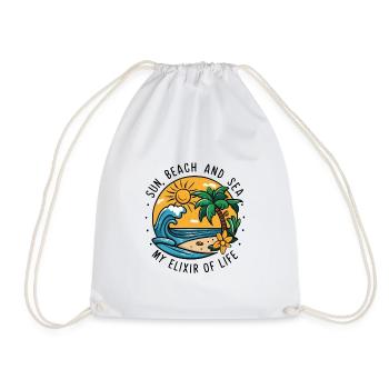 Sun, beach and sea - my elixir of life - Drawstring Bag - white - Front