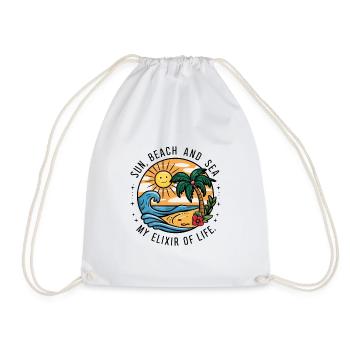 Sun, beach and sea - my elixir of life - Drawstring Bag - white - Front