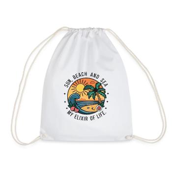 Sun, beach and sea - my elixir of life - Drawstring Bag - white - Front