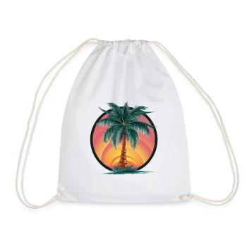 Tropical palm tree at sunset – holiday motif - Drawstring Bag - white - Front