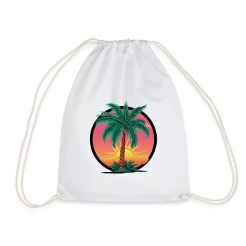 Tropical palm tree at sunset – holiday motif - Drawstring Bag - white - Front
