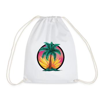 Tropical palm tree at sunset – holiday motif - Drawstring Bag - white - Front