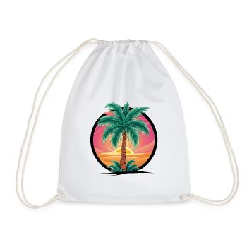 Tropical palm tree at sunset – holiday motif - Drawstring Bag - white - Front