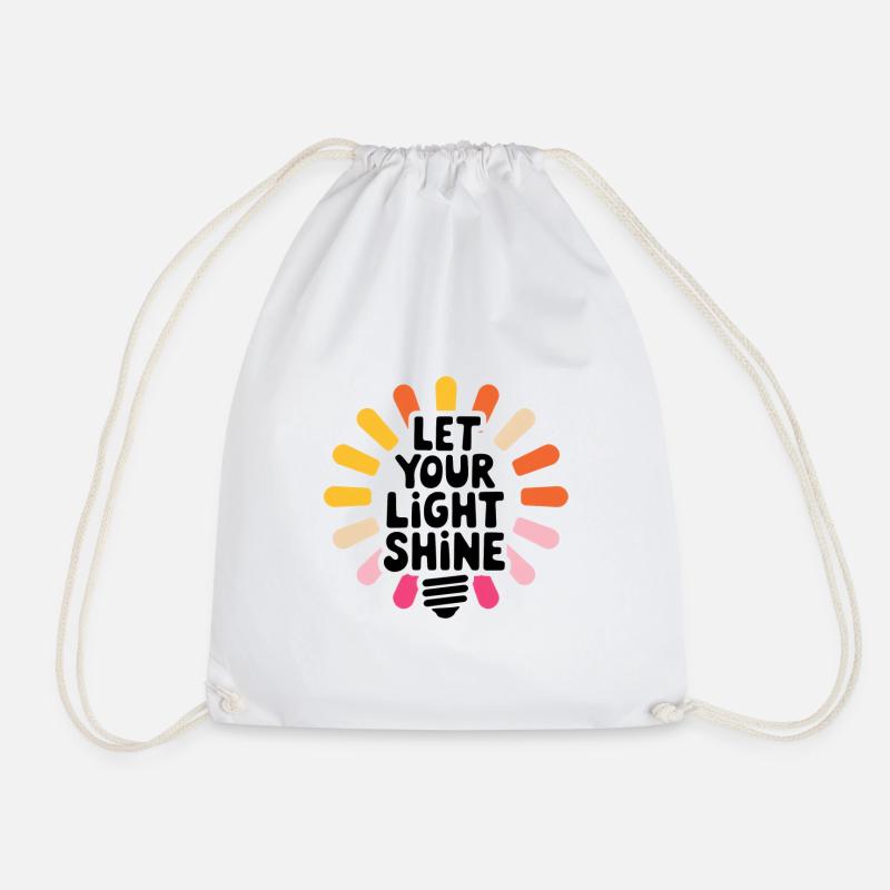 Let Your Light Shine – Glowing Light Bulb - Drawstring Bag - white