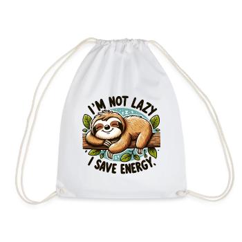 I'm Not Lazy – I Save Energy Sloth Design - Drawstring Bag - white - Front