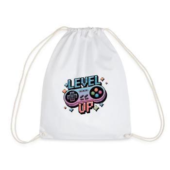 Level Up – Gaming Controller - Drawstring Bag - white - Front