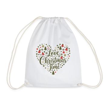 Love for the Christmas season – heart of motifs - Drawstring Bag - white - Front