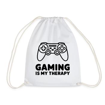 Gaming is my Therapy – Minimalist Controller - Drawstring Bag - white - Front