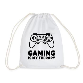 Gaming is my Therapy – Minimalist Controller - Drawstring Bag - white - Front