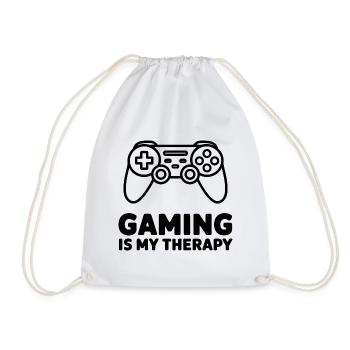 Gaming is my Therapy – Minimalist Controller - Drawstring Bag - white - Front