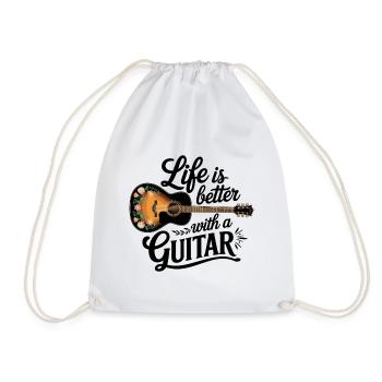 Life is Better with a Guitar – Akustikgitarre - Turnbeutel - Weiß - Vorne