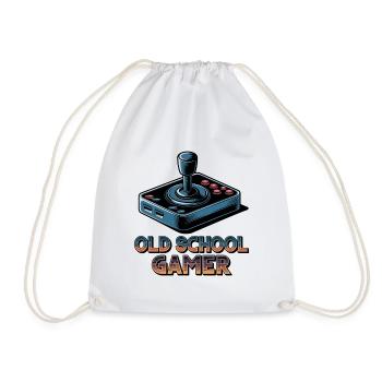 Old School Gamer – Retro Joystick - Drawstring Bag - white - Front
