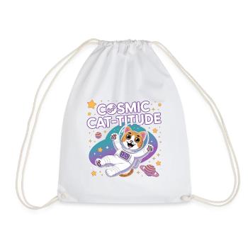 Cosmic Cat-titude – Intergalaktische Katzenpower - Turnbeutel - Weiß - Vorne