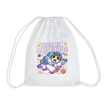 Cosmic Cat-titude – Intergalaktische Katzenpower - Turnbeutel - Weiß - Vorne