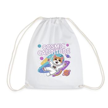Cosmic Cat-titude – Intergalaktische Katzenpower - Turnbeutel - Weiß - Vorne
