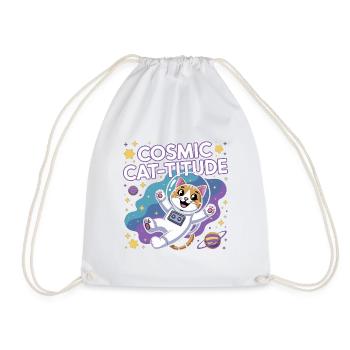 Cosmic Cat-titude – Intergalaktische Katzenpower - Turnbeutel - Weiß - Vorne